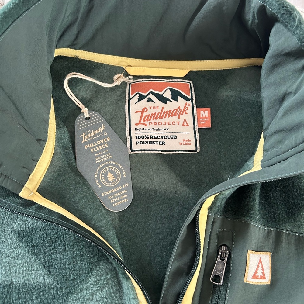 Green Patterned Ski Fleece Pullover Jacket with Y… - image 4